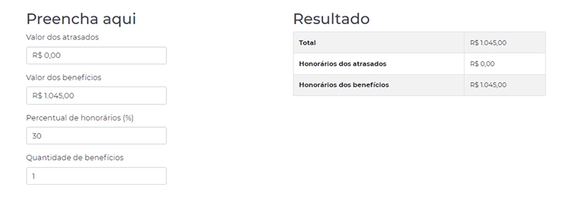 como calcular honorários previdenciários grátis