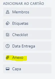 Como colocar anexo no Trello