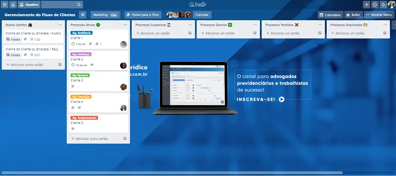 Como organizar listas de processos no Trello