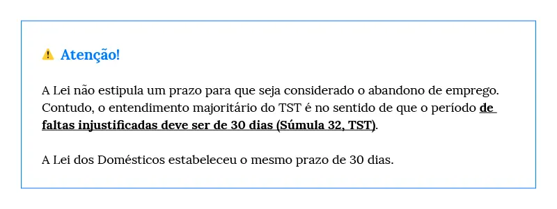 Justa causa em caso de abandono de emprego