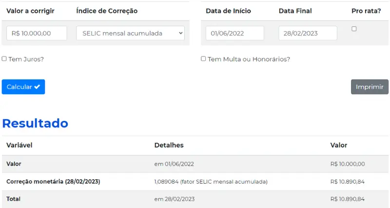 Como calcular débitos judiciais?