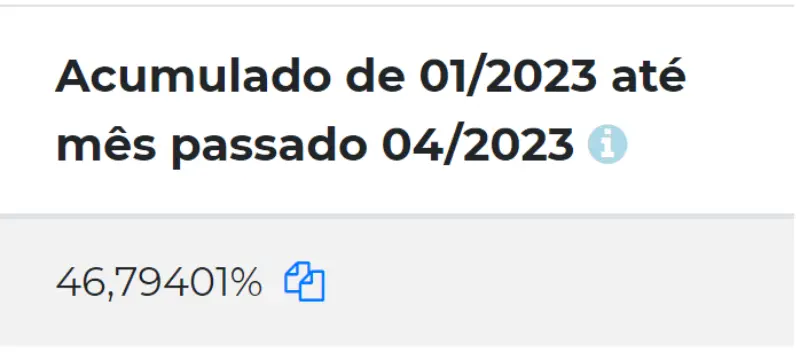 Qual o valor da SELIC acumulada em maio de 2023?