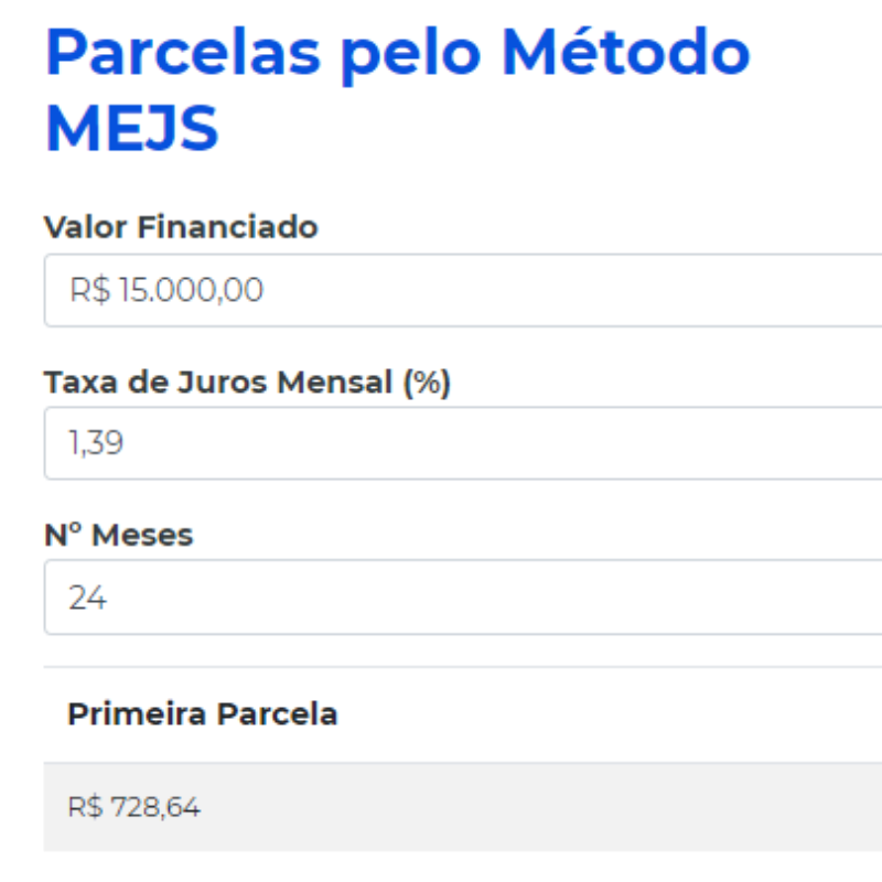 Como calcular o sistema de amortização MEJS/MAJS