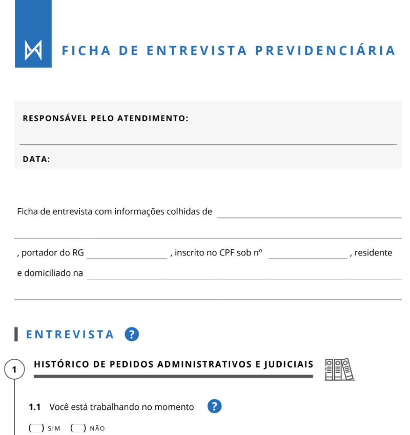 Ficha de entrevista para aposentadoria