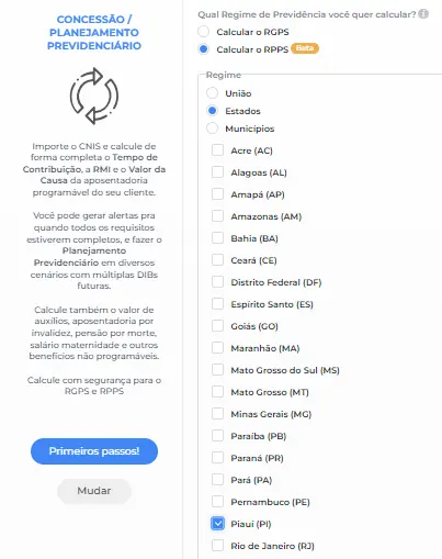 Como calcular RPPS do estado do Piauí