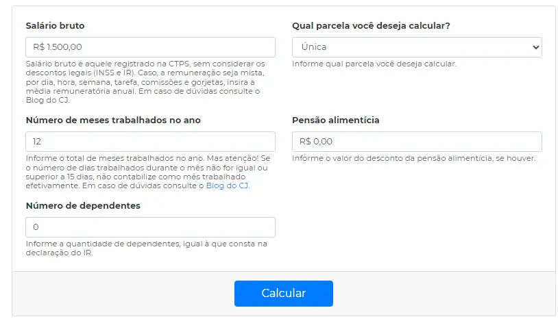 Calculadora Décimo Terceiro Salário