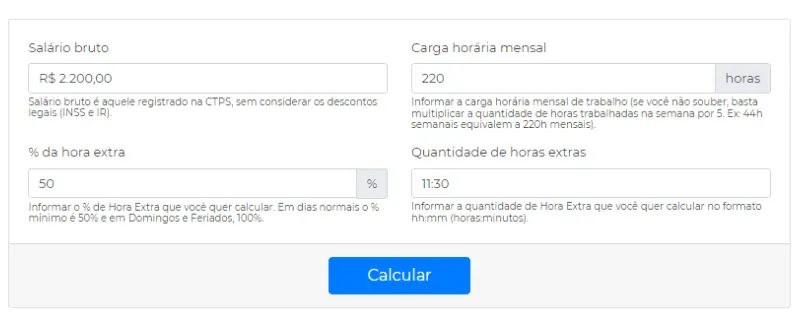 Como calcular horas extras?