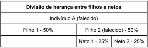 Divisão de herança entre filhos e netos