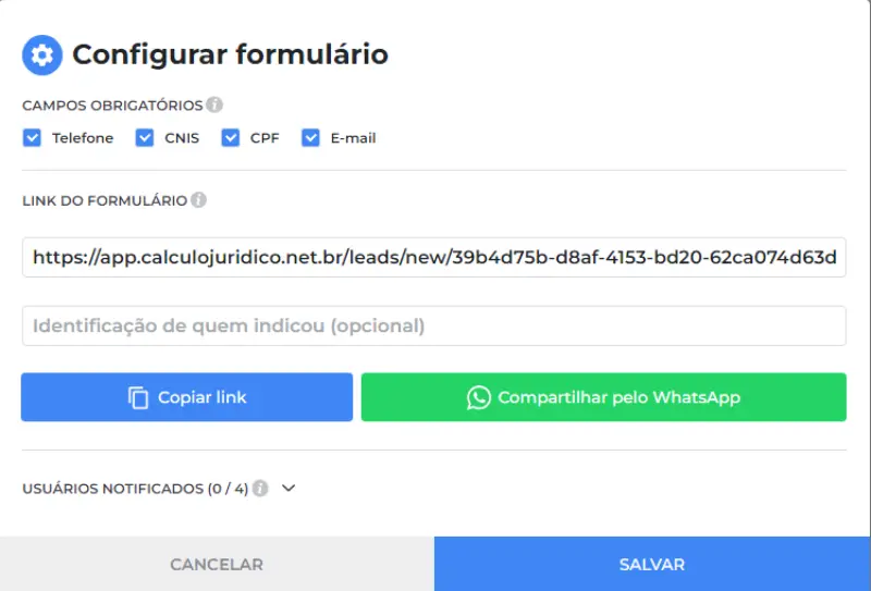 Configurar formulário de autocadastro