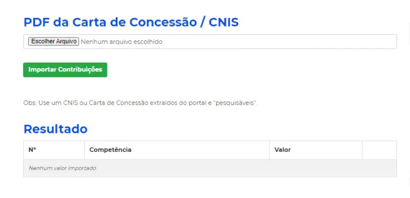 Extrair planilha do CNIS de forma automática