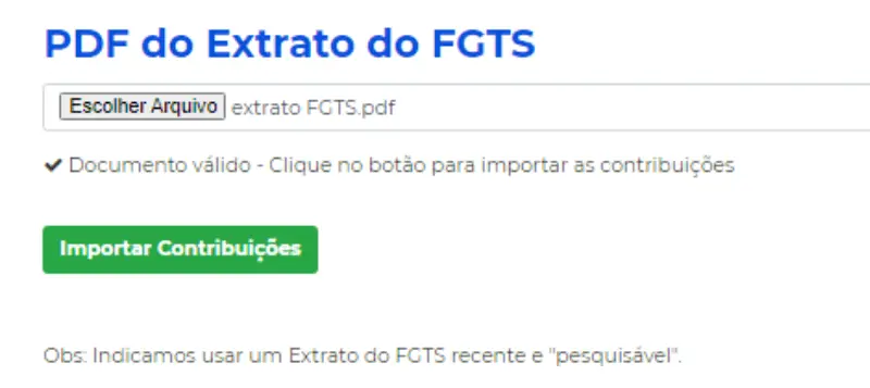 Importar contribuições FGTS