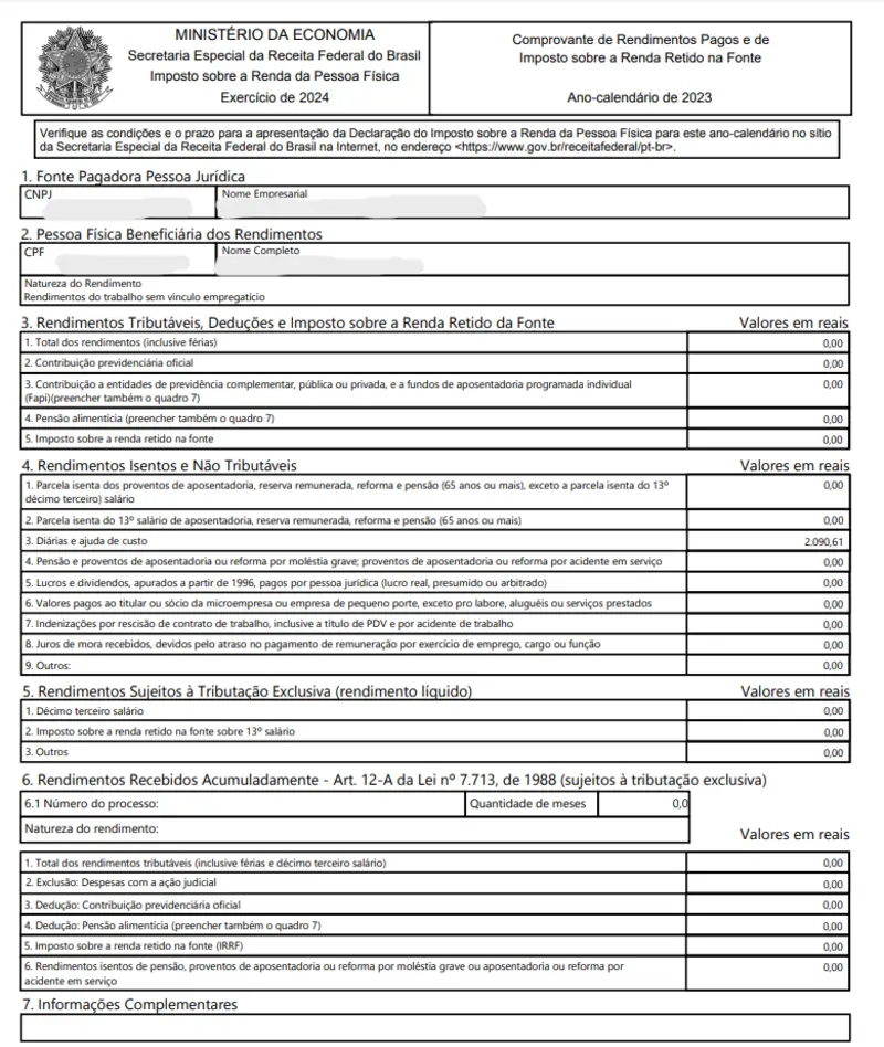 Informe de rendimentos