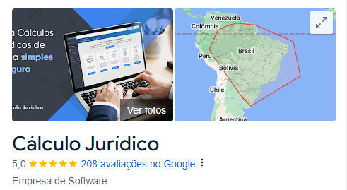 Avaliações do Cálculo Jurídico no Google