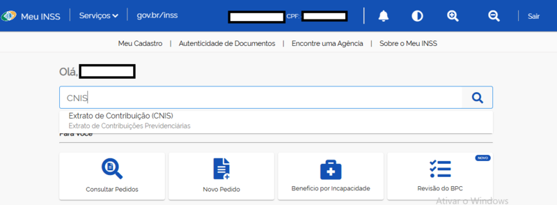 Extrato de Contribuição CNIS no Meu INSS