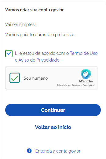 Vamos criar uma conta GovBr
