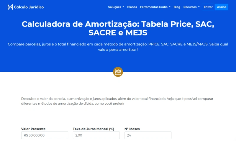 Como fazer um cálculo com diferentes métodos de amortização
