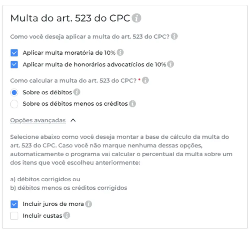 Configuração da Aplicação da Multa do Artigo 523