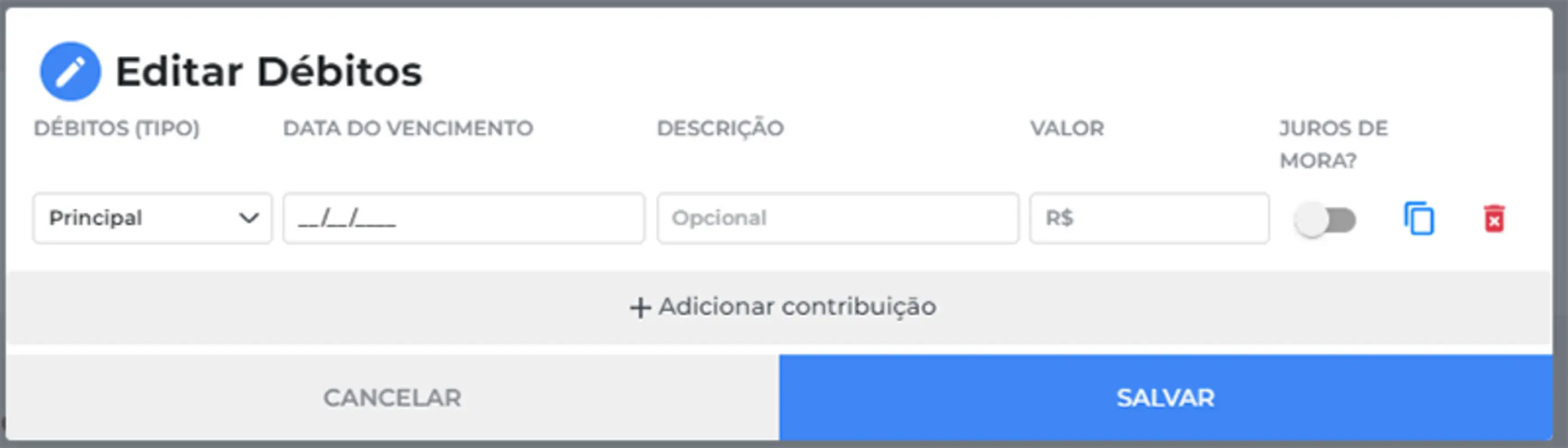 Editar Débitos