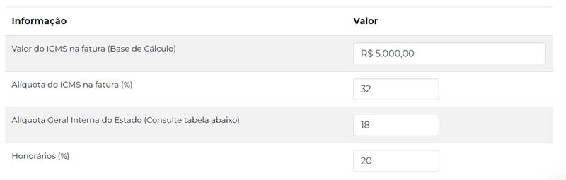 cálculo de restituição do ICMS nas contas de luz e telecomunicações grátis