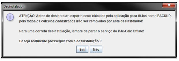 desinstalador do pjecalc