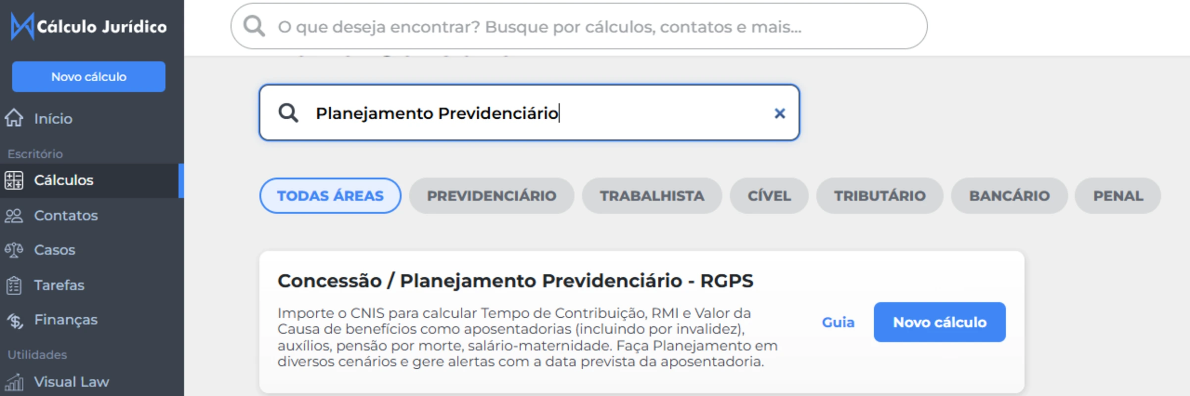 Buscar por Planejamento Previdenciário no Cálculo Jurídico