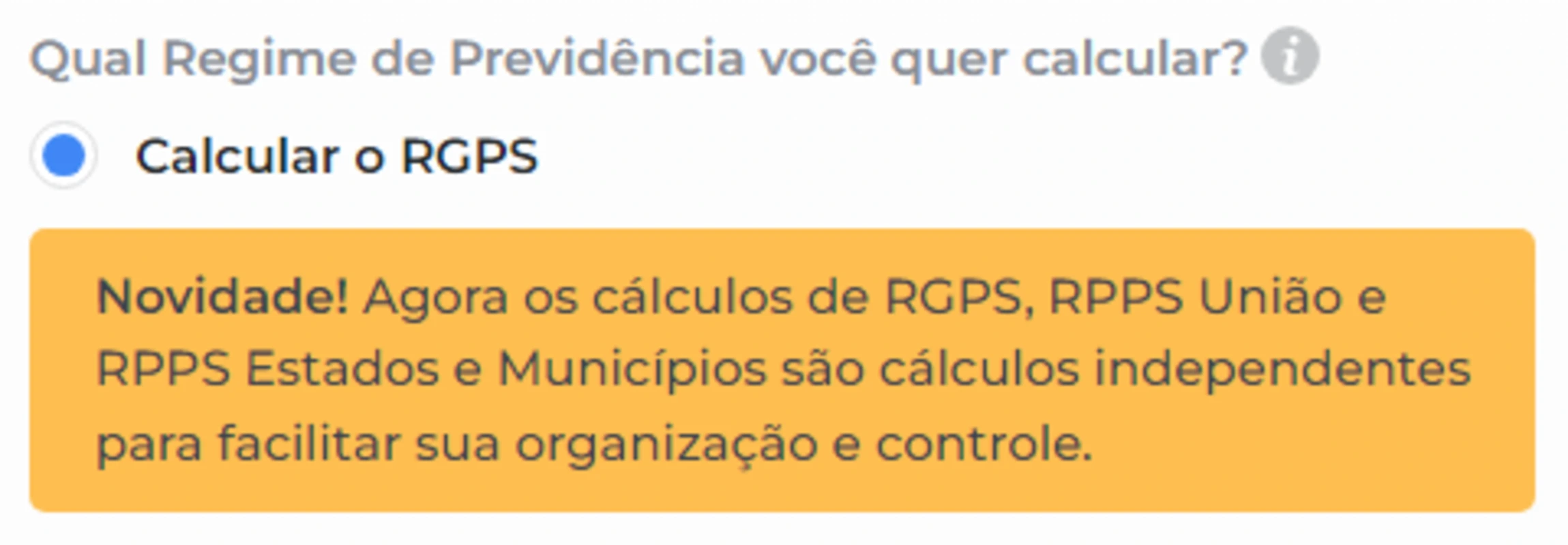 Preencher qual o regime de previdência que deseja calcular