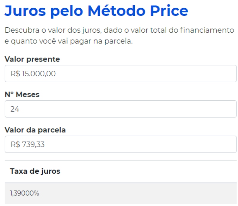 Juros pelo método Price