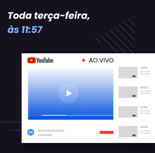Lives toda terça-feira, às 13h00 no nosso canal do youtube